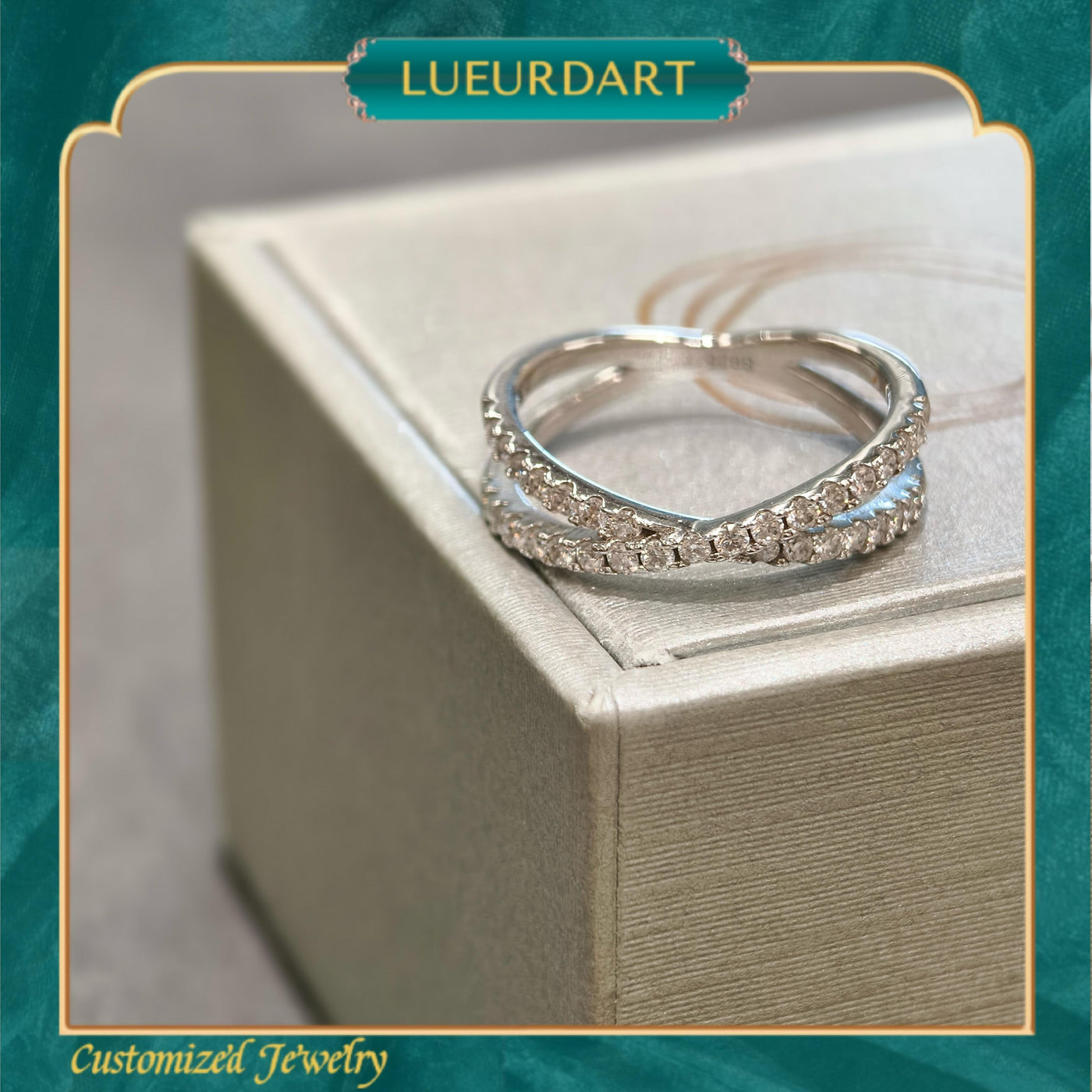 Mosan Ring D color s925 cross design row ring wedding ring women