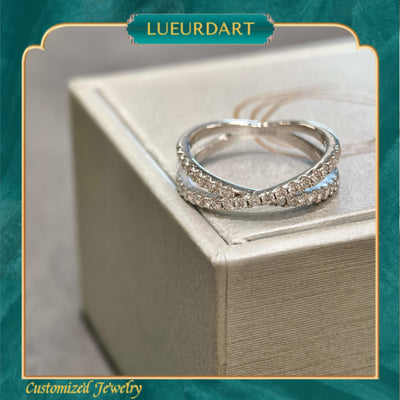 Mosan Ring D color s925 cross design row ring wedding ring women