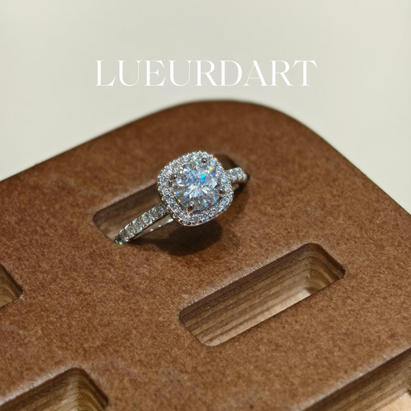 Mosan Ring D color 925 square design simple wedding ring for women