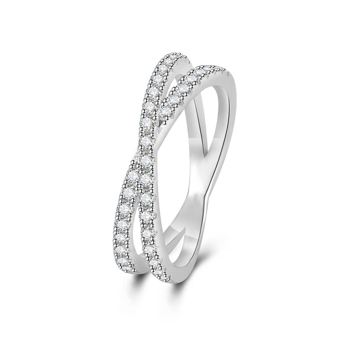 Mosan Ring D color s925 cross design row ring wedding ring women