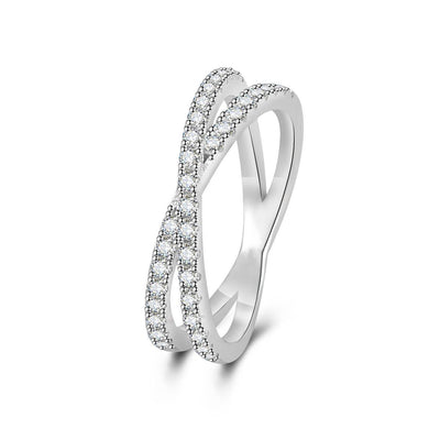 Mosan Ring D color s925 cross design row ring wedding ring women