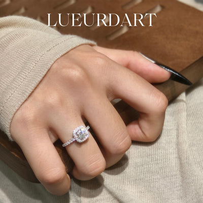 Mosan Ring D color 925 square design simple wedding ring for women